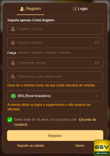 65v.com - fazer login sua conta agora
